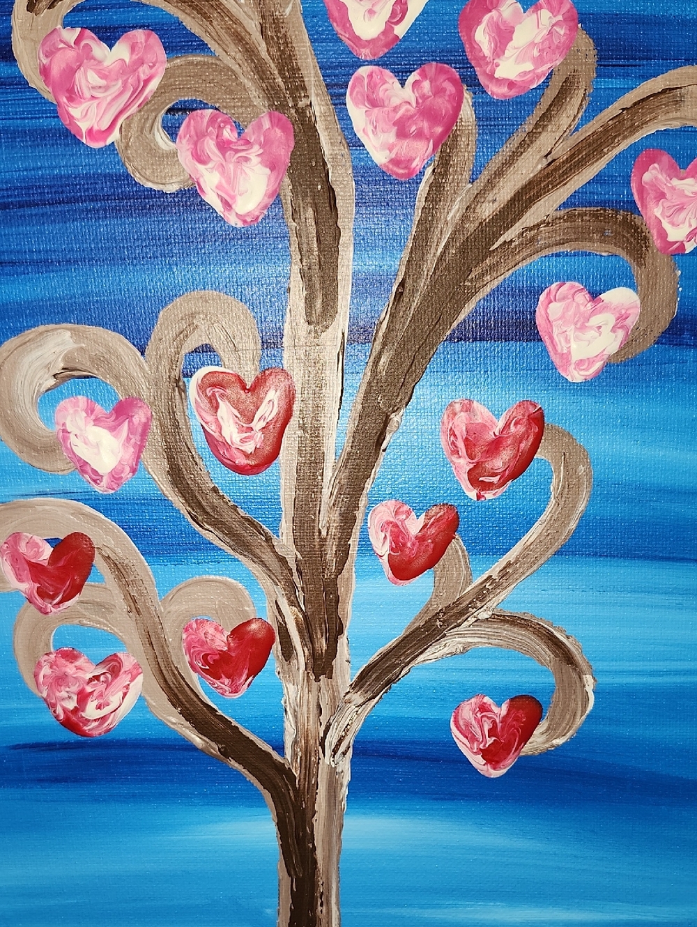 Pink Heart Tree Canvas Wall Art - Home Art